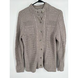 L.L Bean Women's Stitchworks chunky‎ Fisherman sweater Cardigan size Medium